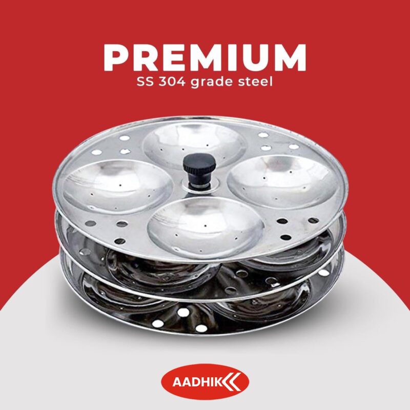 AADHIK Stainless Steel Non-Stick Idli Plates Idli Maker| Idli Stand with Holes for Pressure Cooker, 3 Plate - Image 4