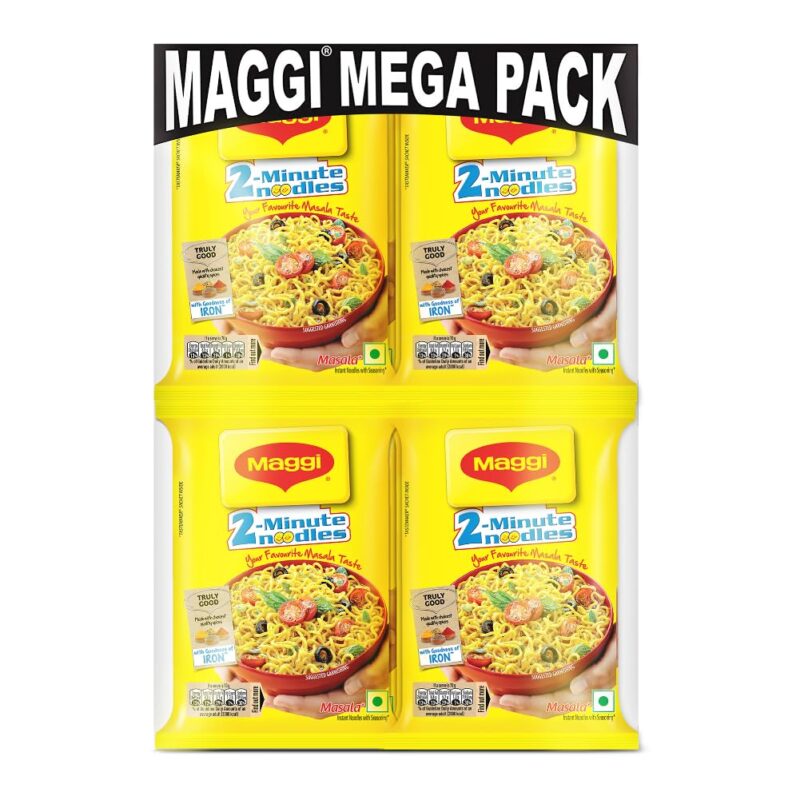 MAGGI 2-Minute Instant Noodles, Masala Noodles With Goodness Of Iron, Made With Choicest Quality Spices, Favourite Masala Taste, 70G ( Pack Of 12 ), 840 Gram
