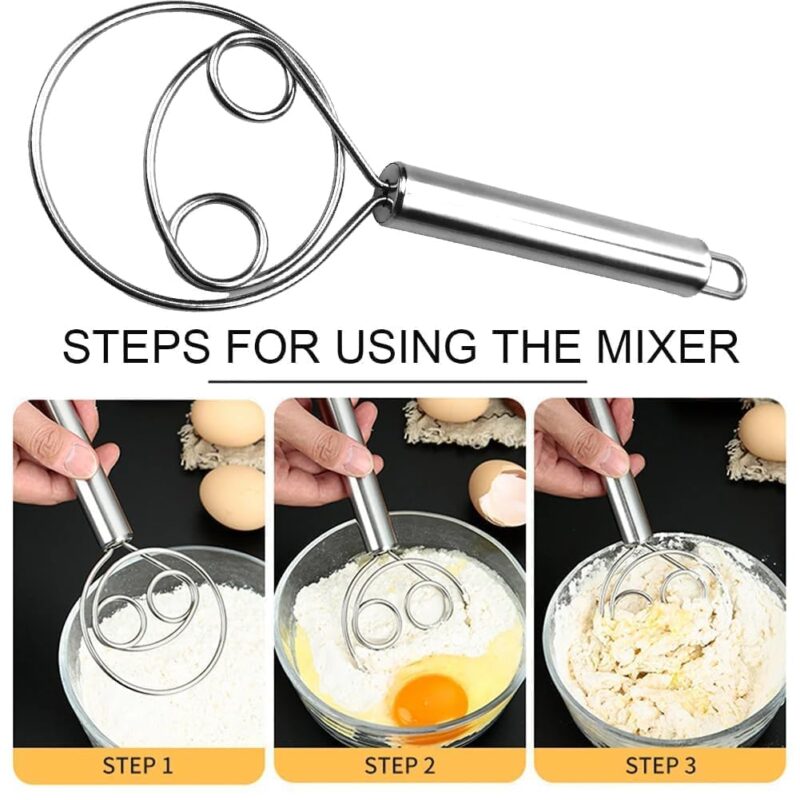 BEYOND BASIC Multifunctional Effortless Stainless Steel Dough Mixer with Hanging Hole Durable Time-Saving Mixing Stick Baking Tools Egg Beater for Home Kitchen Baking Accessories 1 Pcs - Image 9
