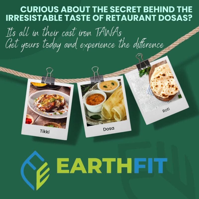 Earthfit Cast Iron Dosa Tawa (12"/ 30 cm) is Perfect Choice for Making Dosa, Uthappam, Roti & Chapatis. The Pre Seasoned Dosa Tawa Design is Compatible with Gas Stove, Oven & Camp Fire - Image 6