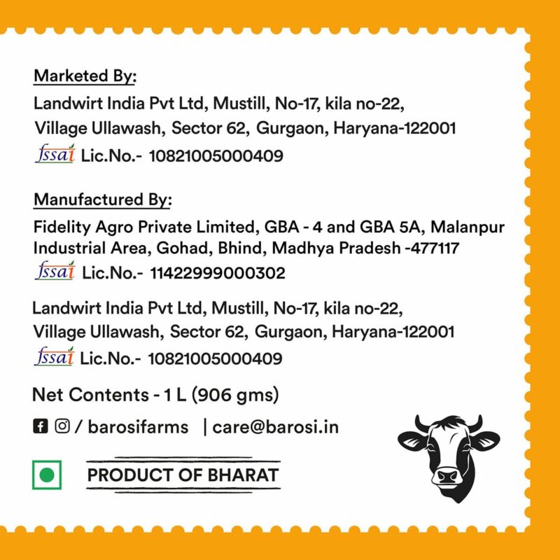 Barosi Premium Cow Ghee 1000 ml | 100% Pure | Danedar Texture | Rich In Good Fats And Antioxidants | Easy To Digest - Image 2