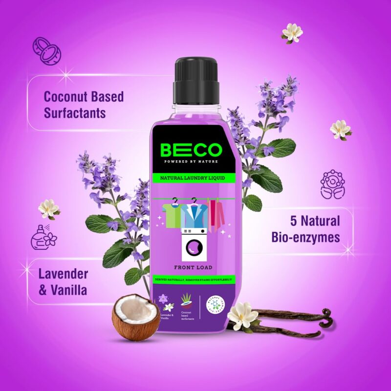 Beco Matic-Front Load Natural Laundry Liquid Detergent| 2 Litre Super Value Refill | Natural Formula for Tough Stain Removal & Fabric Care | No Harsh Chemicals | 100% Ecofriendly - Image 7