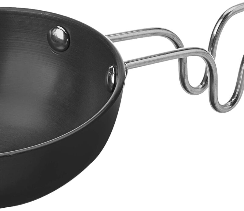 Cook Hard Anodized Tadka Pan, 12 cm, Dark Grey | Vaghar Pan | Chounk Pan | Baghar Pan | Flame Safe | Gas Stove Safe | Stainless Steel Wired Handle | Scratch Resistant - Image 2