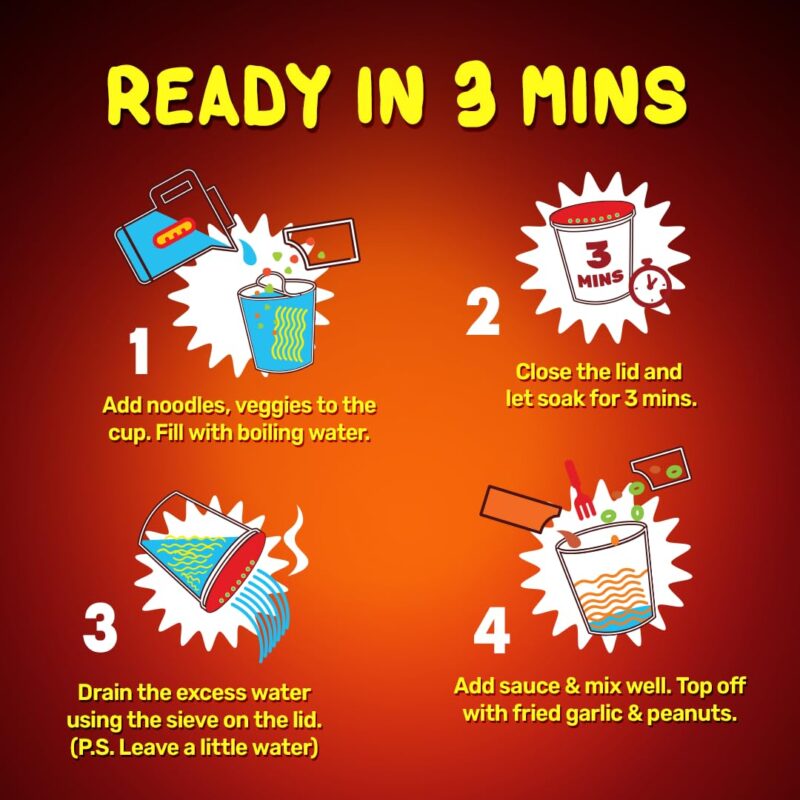 25x MasterChow Instant Cup Noodles - 2X Spicy Korean Noodles | Delicious Saucy Authentic Korean Taste with Extra Veggies | 100g - Pack of 25 - Image 6