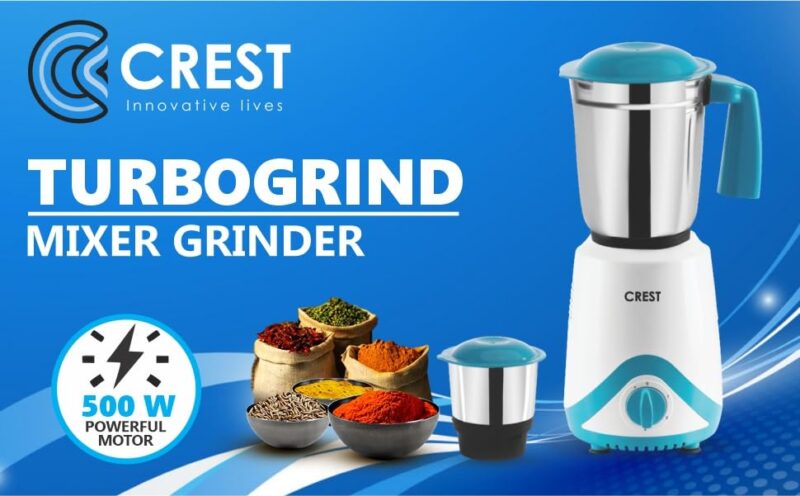 Crest Mixer Grinder for Kitchen - 2 Jars 500 Watt - Mixie with Mini Jar for Chutney & Liquidizing Jar used as Wet Grinder & Blender for Milkshake, Smoothie, Puree -Stainless Steel Blades - Image 2