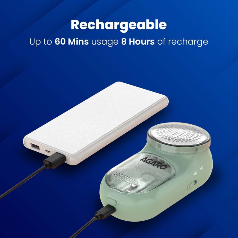 AGARO LR2007 Lint Remover, Fabric Brush, Rechargeable, for Woolen Sweaters, Clothes, Shirts, Jackets, Burr Remover, Pill Remover from Carpets, Curtains. - Image 3