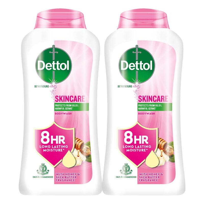 Dettol Body Wash and Shower Gel for Women and Men, Nourish (Pack of 2-250ml each) | Soap -Free Bodywash | 8h Moisturization