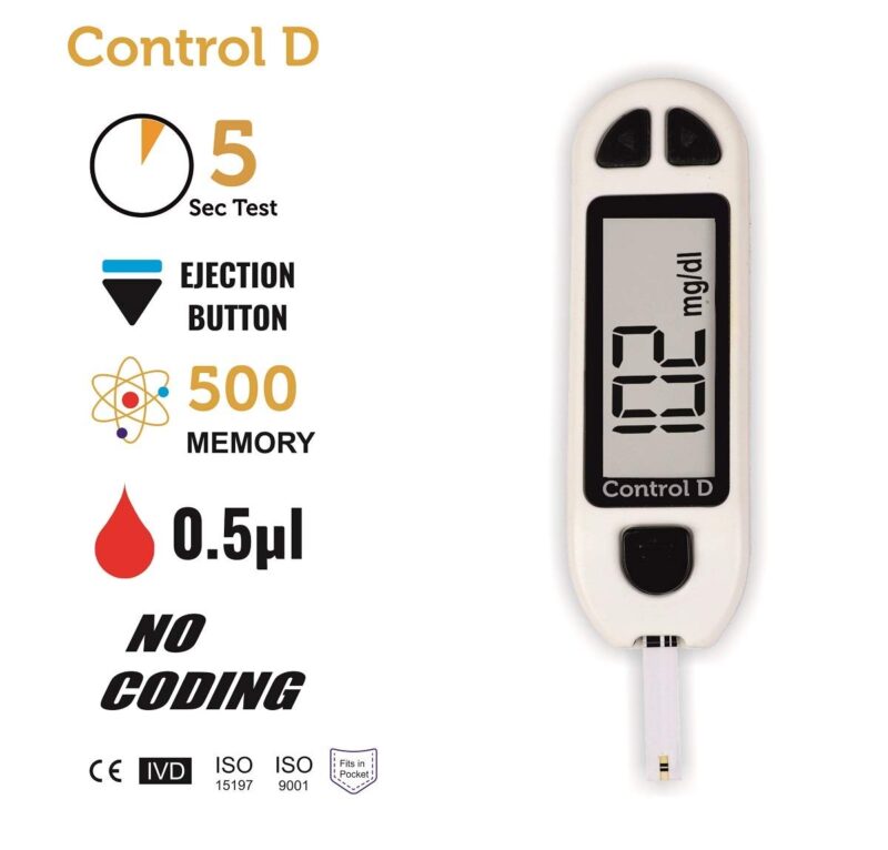 Control D Blood Glucose Monitor (Pack of 100 Strips, White) - Image 3