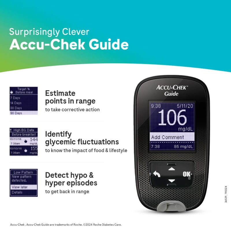 Accu-Chek Guide Blood Glucose Glucometer (with Bluetooth) Kit with Vial of 10 Strips, 10 Lancets and a Lancing Device FREE for Accurate Blood Sugar Testing - Image 7