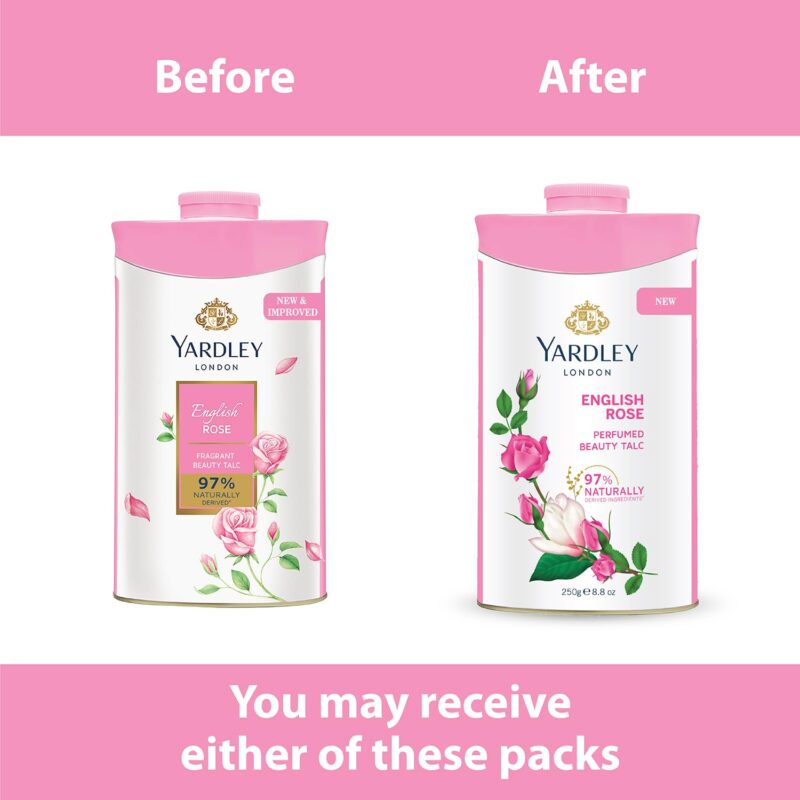 4x Yardley London English Rose Perfumed Talc| Fragrant Beauty Talc for Women| Smooth texture| 250g each - Pack of 4 - Image 6