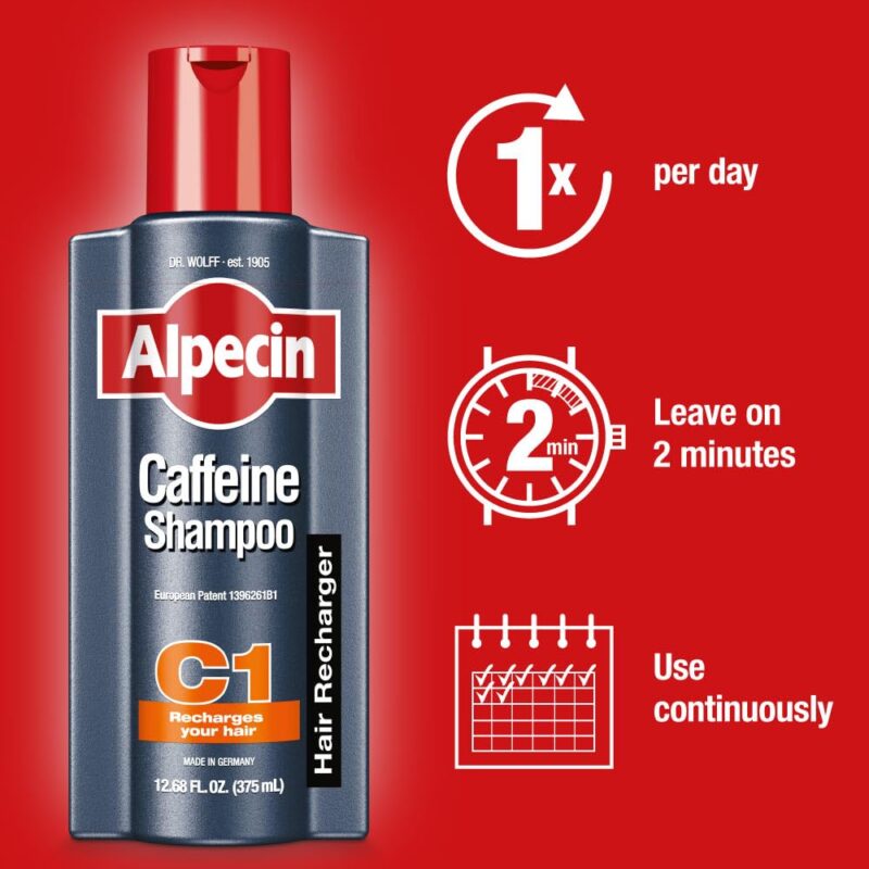 Alpecin C1 Caffeine Anti Hair Fall Shampoo 3x250ml | Scalpe Shampoo for Hair Fall Control | Natural Hair Growth Shampoo Strengthen Hair Growth and Reduces Hair Loss - Image 3