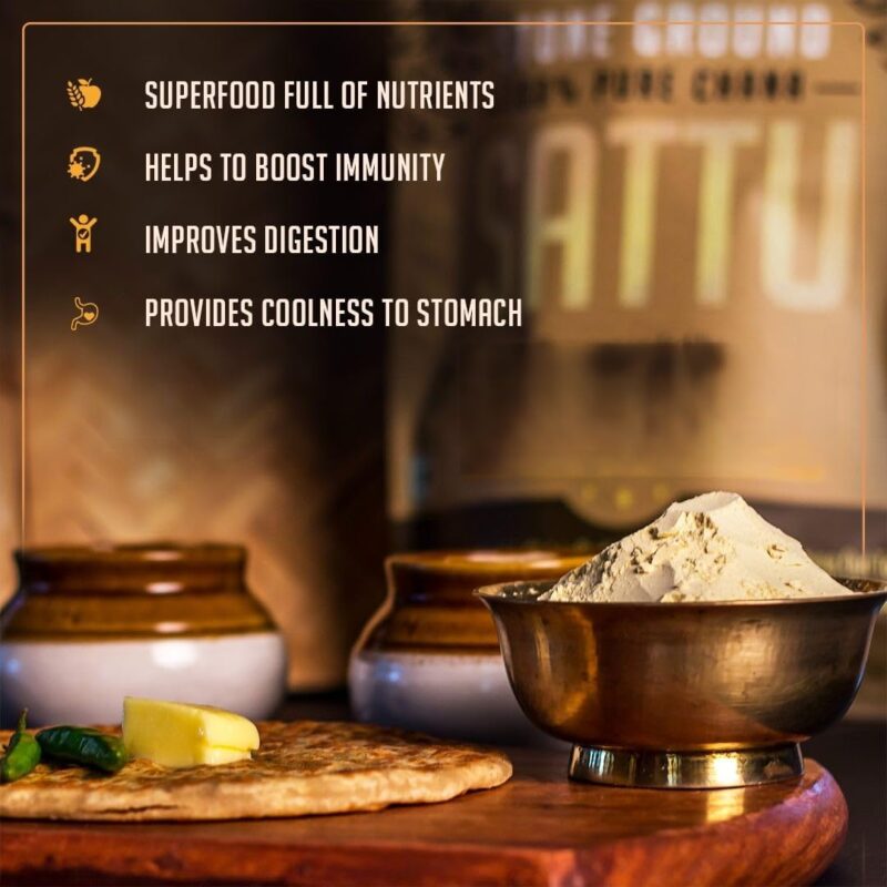 Adya Organics Sattu | 100% Pure & High-Protein Roasted Chana Powder | Chemical-Free & Natural | Perfect for Summer Drinks, Parathas, & Snacks | Healthy & Tasty | 2kg- (Pack of 2) - Image 14