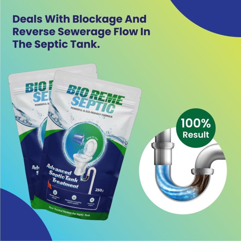 Bio Reme Septic Tank Cleaner Bacteria Reduces Sludge Build-Up Odour Removing Powder Bacteria Eco Friendly Available In Pack of 1 (250 Gm) - Image 5