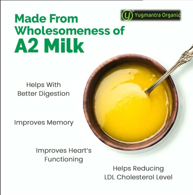 Yugmantra Organic Foods -100 % Natural Pure & Aromatic Desi Sahiwal Cow Ghee -Traditional Churned With Bilona Method|No Added Additives|A2 Danedar Desi Ghee|Immunity Booster - Glass Bottle - 1000 Ml - Image 4