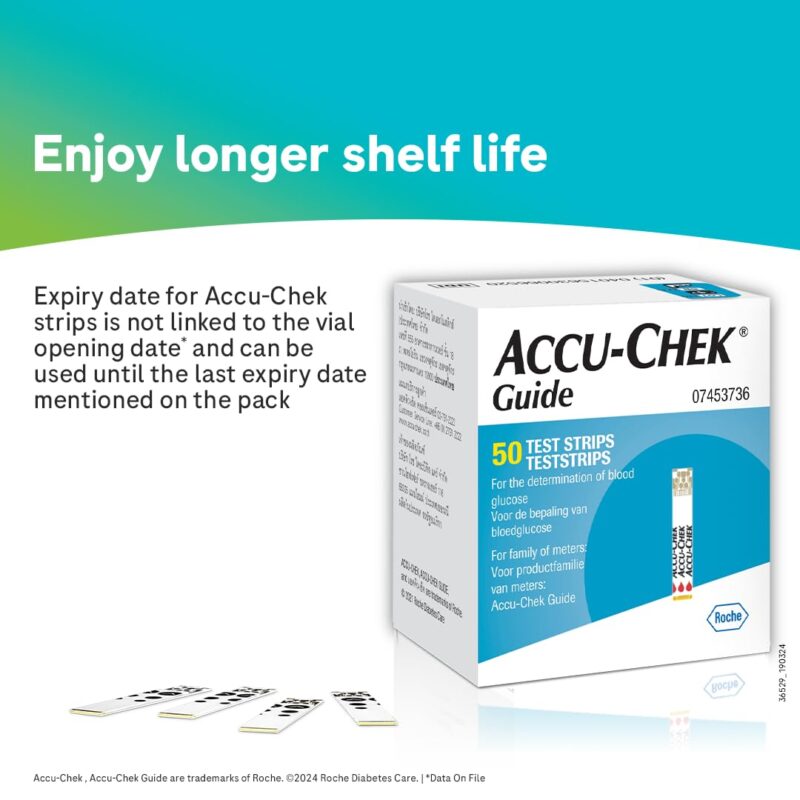 Accu-Chek Guide Blood Glucose Glucometer (with Bluetooth) Kit with Vial of 10 Strips, 10 Lancets and a Lancing Device FREE for Accurate Blood Sugar Testing - Image 5