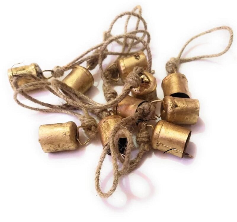 Carfar Handicrafts Vintage Rustic Tin Cylindrical Shape Cow Bells Festive Décor Bells (Set of 10) Home Décor Handmade Bells