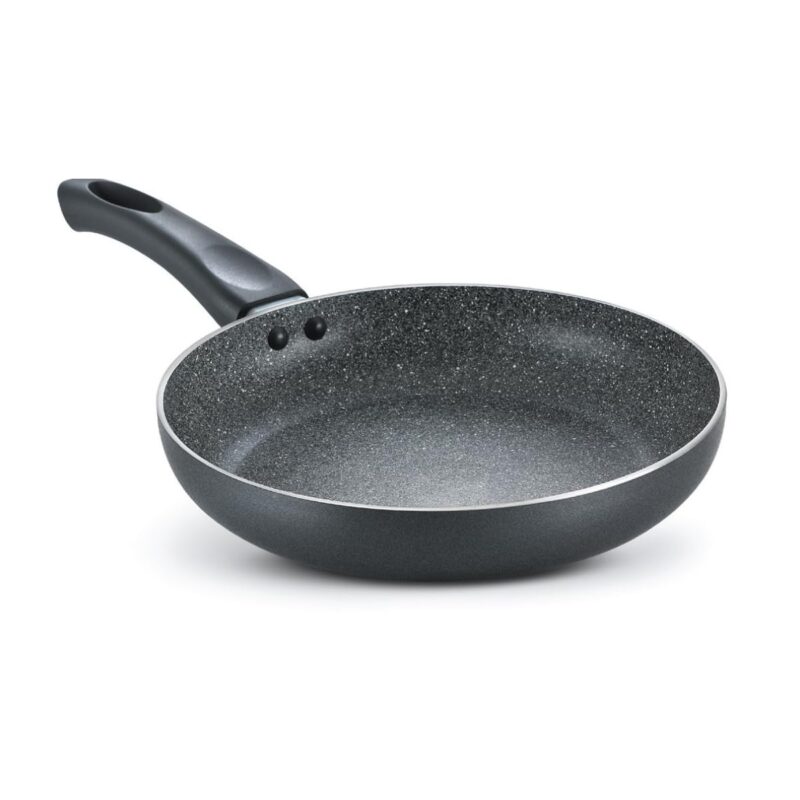 Prestige Non-Stick Omega Deluxe Granite Fry Pan | 24 Centimetre | Black | Induction Base | 5 Layer Non-Stick Cookware | Dishwasher Safe | 2-Layer Metallic Finish