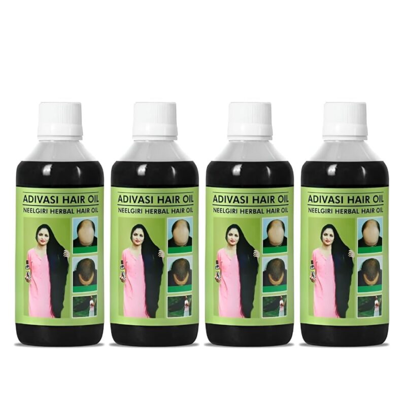 Original Adivasi Hair Oil Adivasi Hair Growth Oil 500Ml For Hair Fall | With Onion, Rosemary, Castor, Amla, Almond, Coconut, Brahmi & Bhringraj Oil | For Men & Women (Pack of 4))