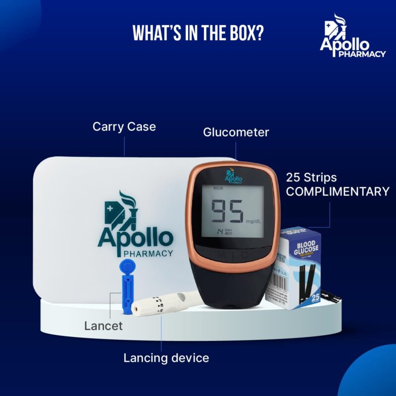 (New Launch) Apollo Smart Glucometer With Complimentary 25 Strips + App, Bluetooth Enabled, Access to Diabetes Self Management Tool with Doctor Chat Assist Plan, Complimentary Apollo Circle membership, Complimentary 100 Health Credits, Lifetime Warranty, - Image 3