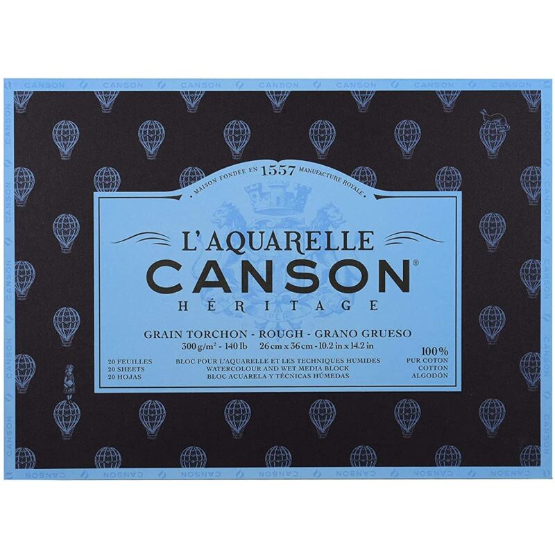 Canson Héritage Cotton 300 GSM Rough 26 x 36 cm Paper Block(White, 20 Sheets)