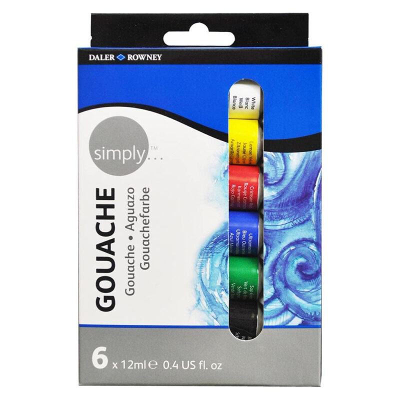 Daler Rowney Simply Gouache Tube Set (6 Tubes X 12Ml- Multicolour)