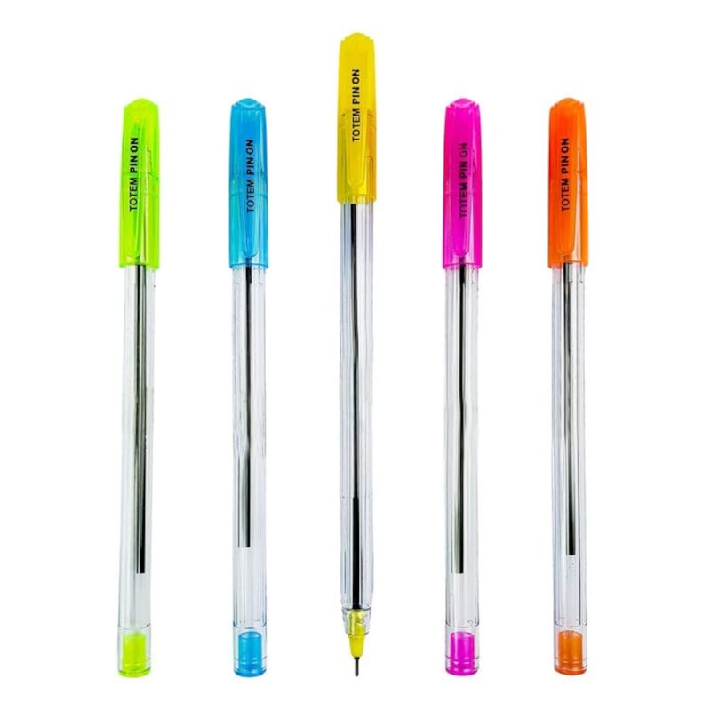TOTEM Pin On Ball Pens | 60 Blue Ink Pens | 0.7 mm Tip | Comfortable Grip | Pens Combo Pack | Best Pens for Writing | Perfect for KIds