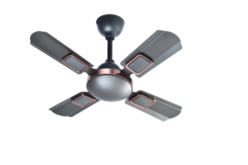 ELMONT CREZIO Decorative model 600 mm / 24 Inch High Speed 4 Blade White Ceiling Fan Suitable for Balcony/Small Room Kitchen/Veranda/TOILET (Smoke Brown)