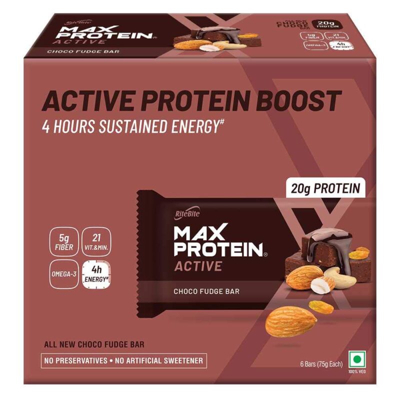 RiteBite Max Protein Active Choco Fudge Protein Bars - Pack of 6