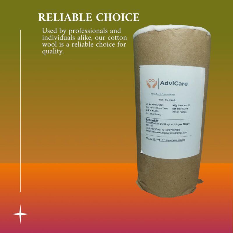 AdviCare Absorbent Pure Cotton Wool for Multipurpose use,Cotton Wool can use for First-Aid, Clinical Use, Makeup Remover, Salon, Beauty Baby care & art and Craft pack of 500gms -White - Image 4