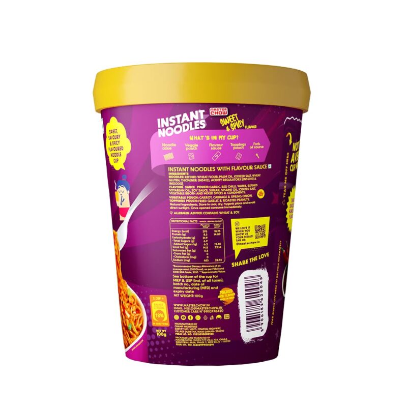 25x Masterchow Sweet & Spicy Instant Cup Noodles - 100g - Pack of 25 - Image 2