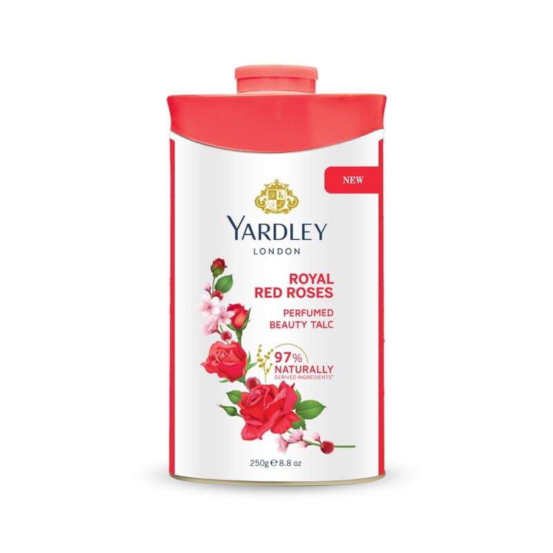 4x Yardley London Royal Red Roses Perfumed Talc| Fragrant Beauty Talc for Women| Smooth Texture| 250g - Pack of 4