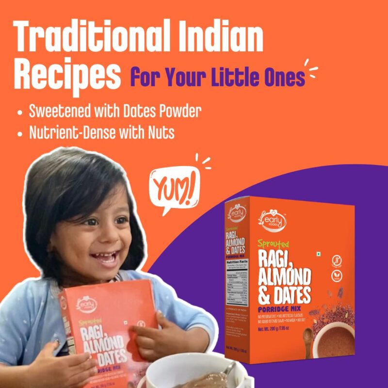 Early Foods Sprouted Ragi Almond Date Porridge Mix, 200 g - Image 2