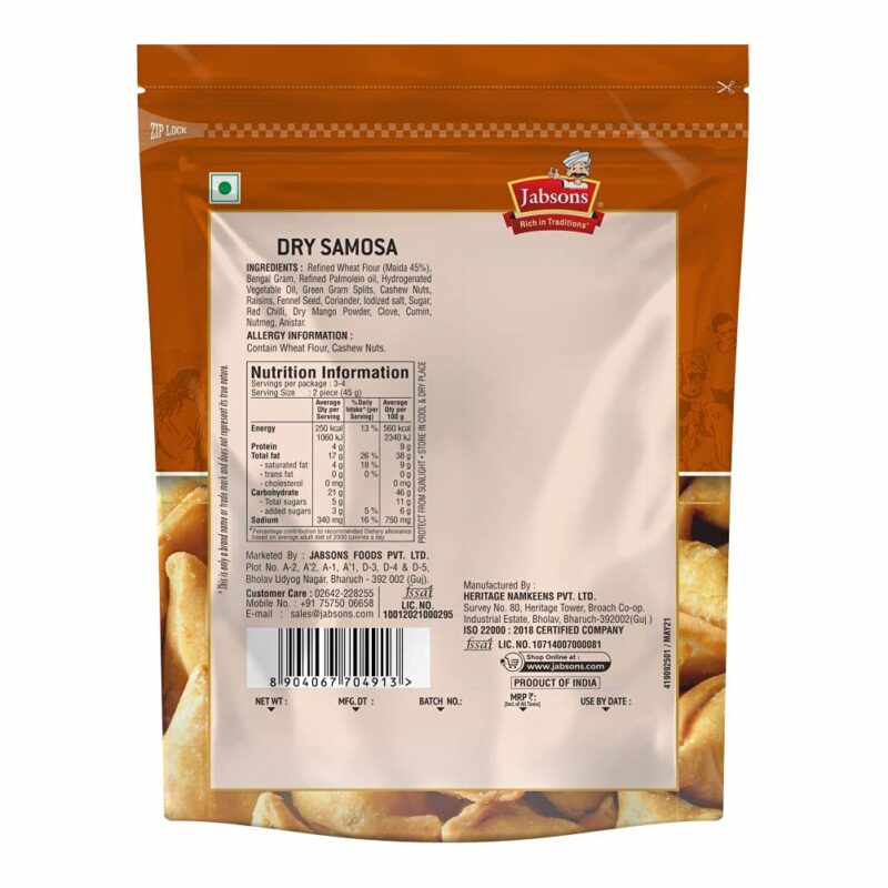 5x Jabsons Dry samosa- 160g each - Pack of 5 - Image 4