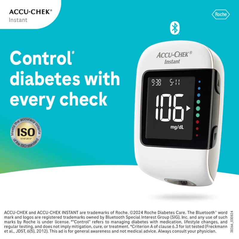 Accu-Chek Instant Blood Glucose Glucometer (with Bluetooth) with Vial of 10 Strips, 10 Lancets and a Lancing Device FREE for Accurate Blood Sugar Testing - Image 8