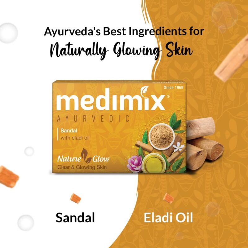 5x Medimix Ayurvedic Sandal Bathing Soap Bar With Eladi Oil 125G each - Pack of 5 - Image 6