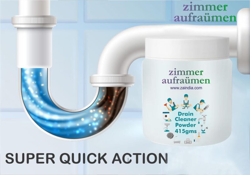 Zimmer Aufraumen 450gms Heavy Duty Drain Cleaner & Blockage Opener Powder. Opens Clogs. Dissolves Hair, Accumulated Soap Scum & Dirt. Biodegradable. Economical. - Image 5