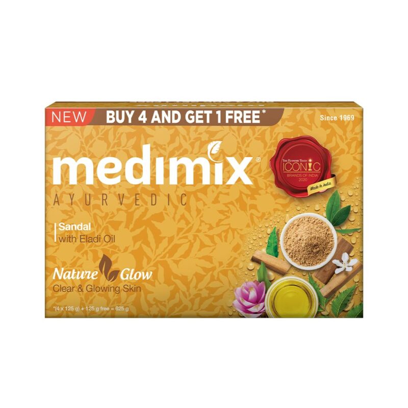 5x Medimix Ayurvedic Sandal Bathing Soap Bar With Eladi Oil 125G each - Pack of 5