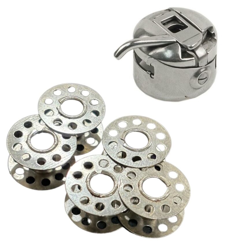 Zenith Metal Bobbins and Bobbin case Outer Compatible with All Domestic SV Sewing Machines houshold Half Shuttle Steel Finish