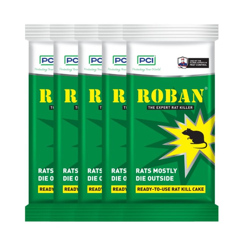 PCI Roban The Rat Killer Cake (Pack of 5) | Kills Rats Outdoors in One Feed, Effective Against All Types of Rats