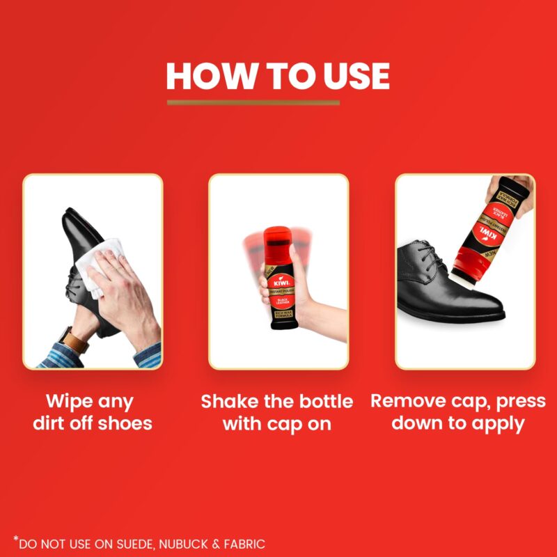 4x Kiwi Instant Polish - Black Leather 75ml each - Pack of 4 - Image 3