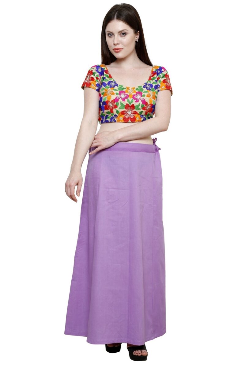 Pistaa's Women's Cotton Plain Inskirt Saree Petticoat (PTCLVDR1, Lavender, Free Size)