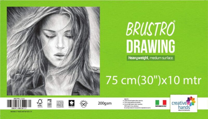 Brustro Artist Drawing Paper Roll 200 Gsm. Size 75 cm(30") x10 mtr - Image 2