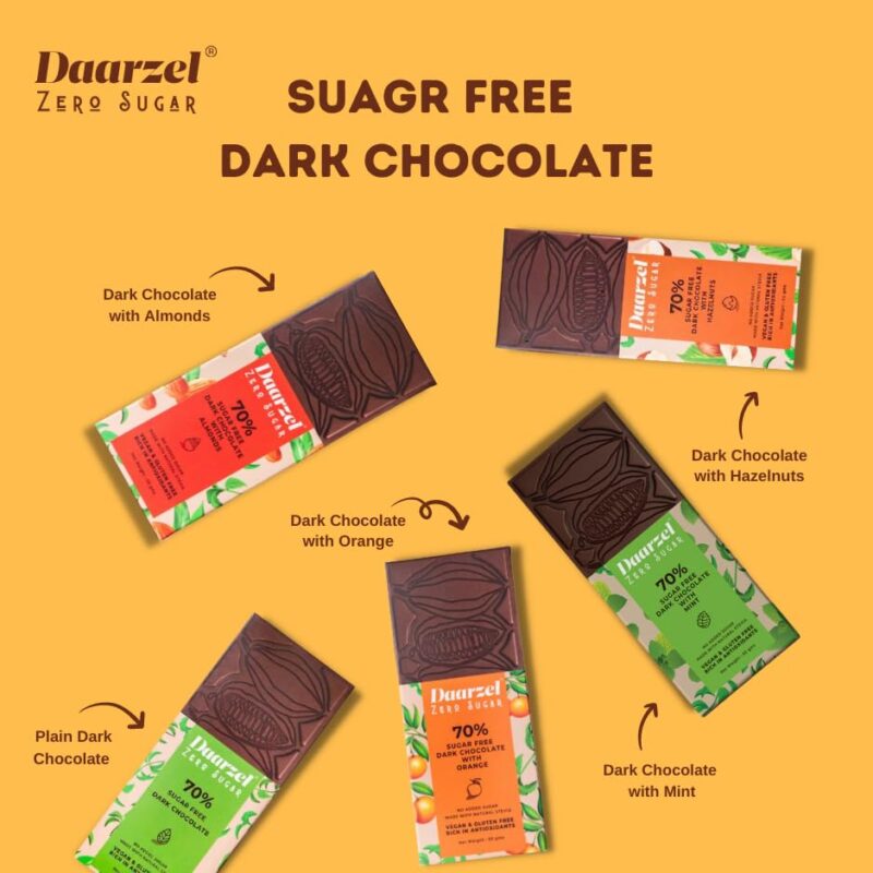 AMBRIONA Daarzel Dark Chocolate Sugar Free 70% Cocoa With Mint Bar Gluten Free Vegan 100% Natural|Sweeten With Stevia|Diabetes Friendly| Daarzel Zero Sugar|50 Gm| Sugarfree - Image 2