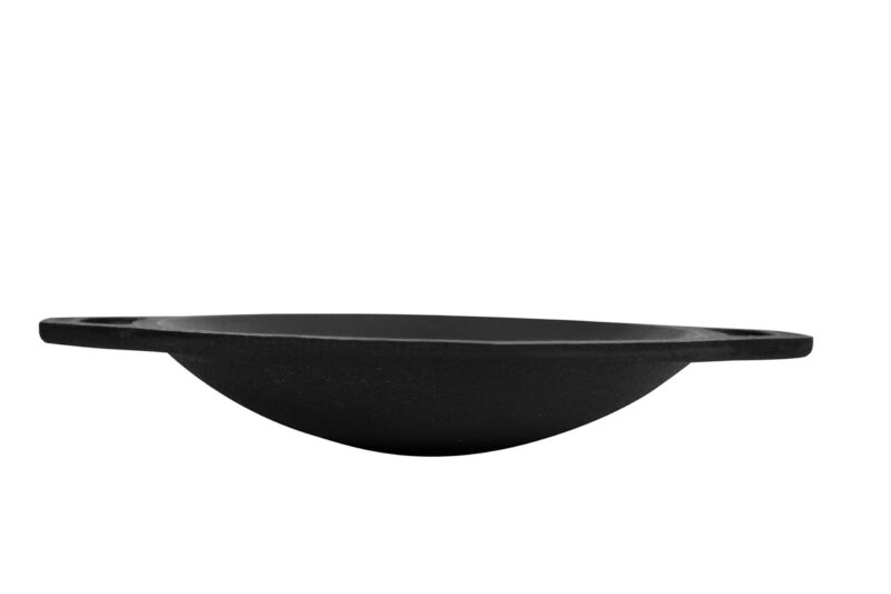 DYNAMIC COOKWARES Premium Pre-Seasoned Even matt Finish Cast Iron Appam Pan 8 Inch/22.05 cm | Gas Compatible | Naturally Nonstick Appam Patra/Chatti/Kallu/Palappam Pan, 100% Pure & Toxin-Free, Black - Image 4