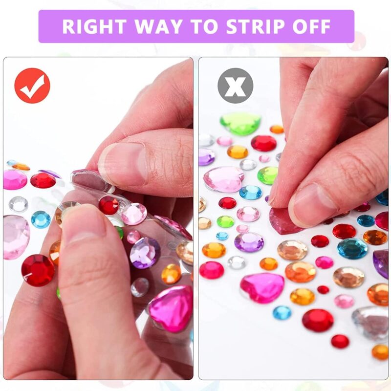 E Shopping Self-Adhesive Metal Crystal Stickers, Craft Stickers, School Projects DIY Stickers for Kids Teens Gem Stone Multi Design Multi Colours Multi Size 5 Sheets, 20 x 10 x 3 Centimeters - Image 8