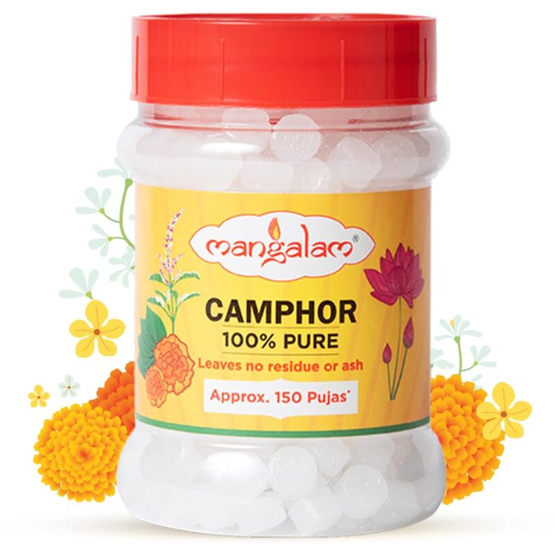 MANGALAM Camphor Tablet 100g Jar - Pack of 1 | 100% Pure | For Puja, Festivals & Other Religious Ritual | No Dangerous Chemicals | Leaves No Residue Or Ash