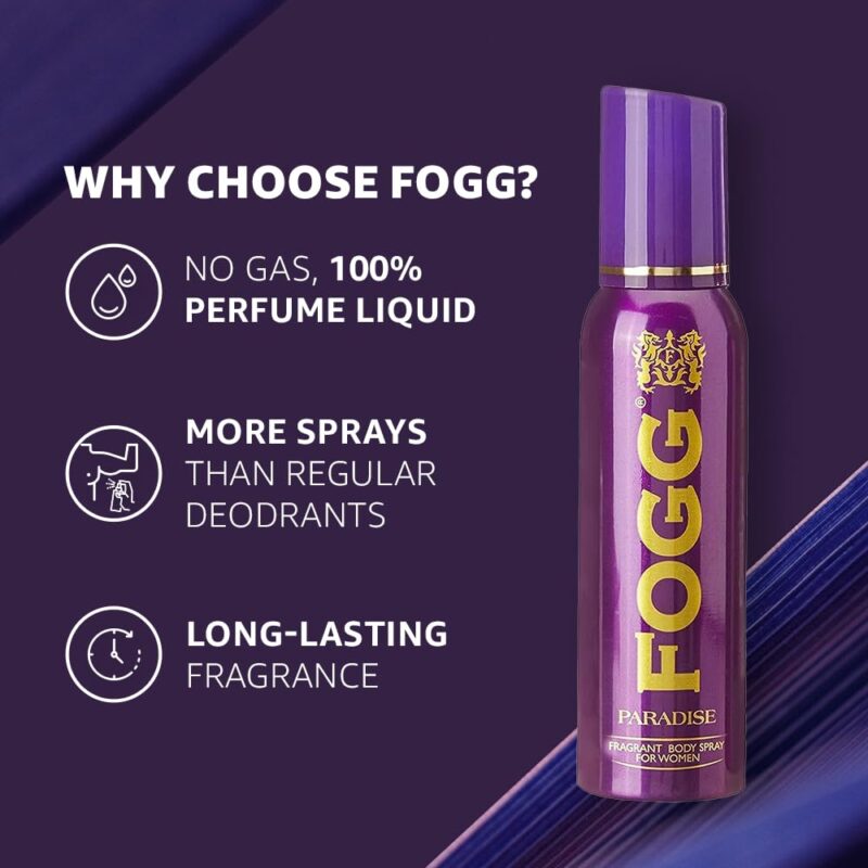 4x Fogg Paradise No Gas Deodorant for Women, Long-Lasting Perfume Body Spray, 150 ml each - Pack of 4 - Image 7