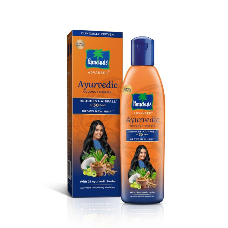 Parachute Advansed Ayurvedic Coconut Hair Oil | For Hair Fall Control & Hair Growth | With Coconut & 25 Ayurvedic Herbs like Amla, Neem, Bhringraj, Brahmi, Methi etc | Clinically Proven to Reduce Hair Fall in 30 Days | 300ml