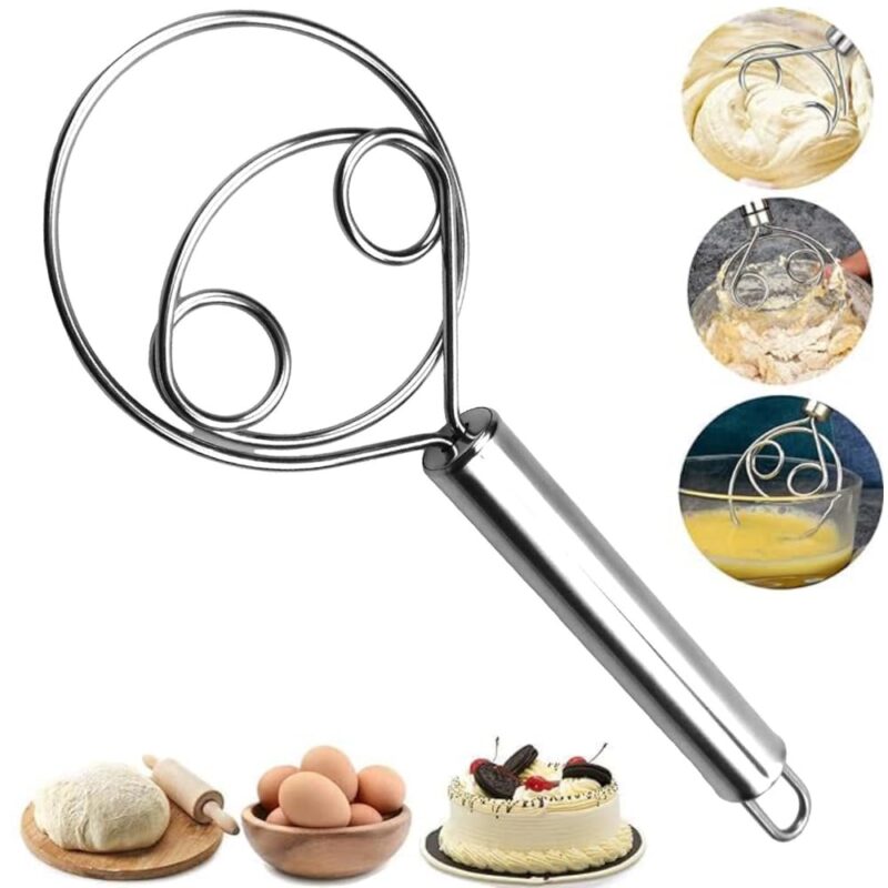 Prostuff.inยฎ Multifunctional Effortless Stainless Steel Dough Mixer with Hanging Hole Durable Time-Saving Mixing Stick Baking Tools Egg Beater for Home Kitchen Baking Accessories 1 Pcs