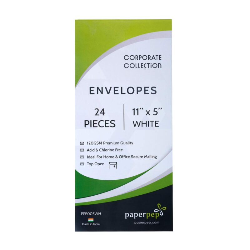 Paper Pep Business Envelope 120GSM White 11"X5" Pack of 48 for Cheques Courier, Document Mailing, Professional & Personal Correspondance